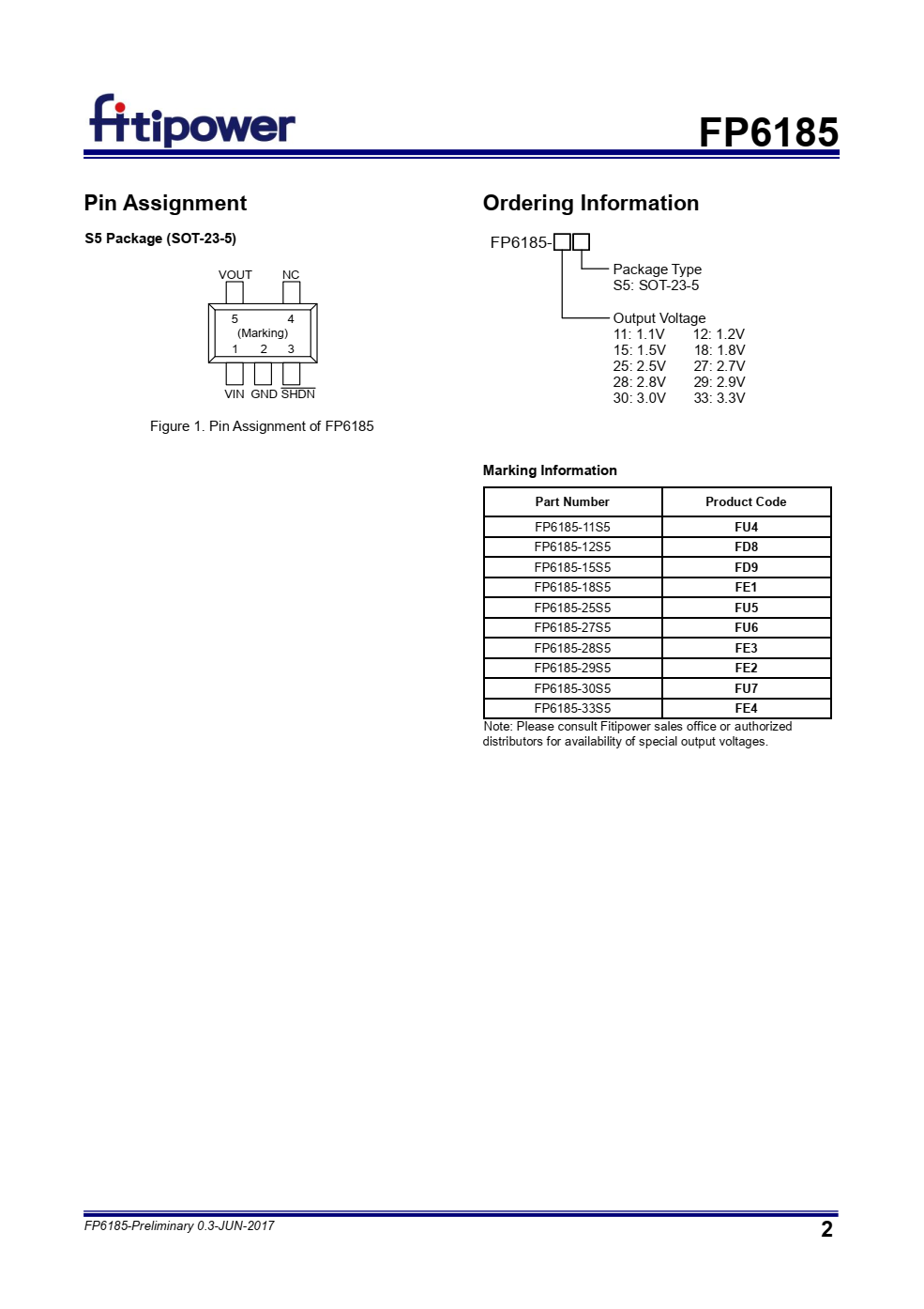 FP6185代理，輸出由3.3V,3V,2.9V.2.8V2.7V等