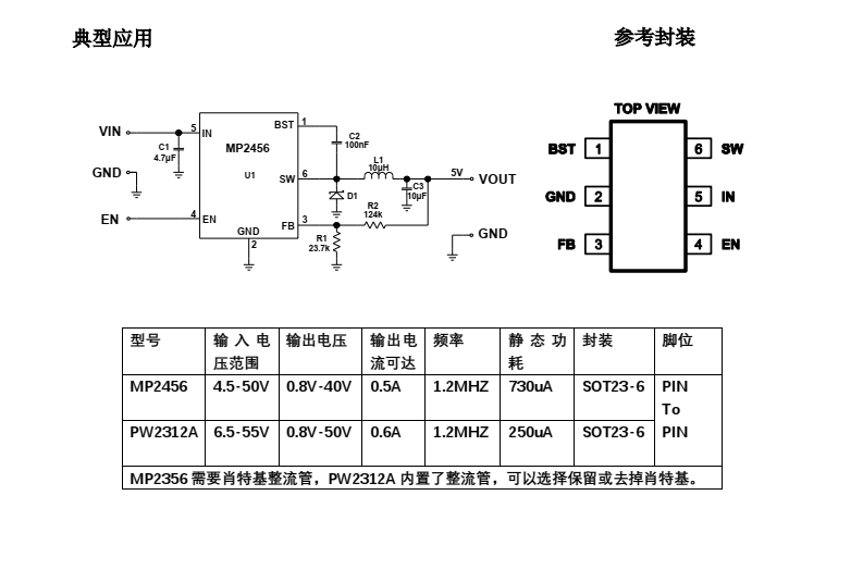 代替MP2456不改PCB板，更低功耗，省一個肖特基芯片資料