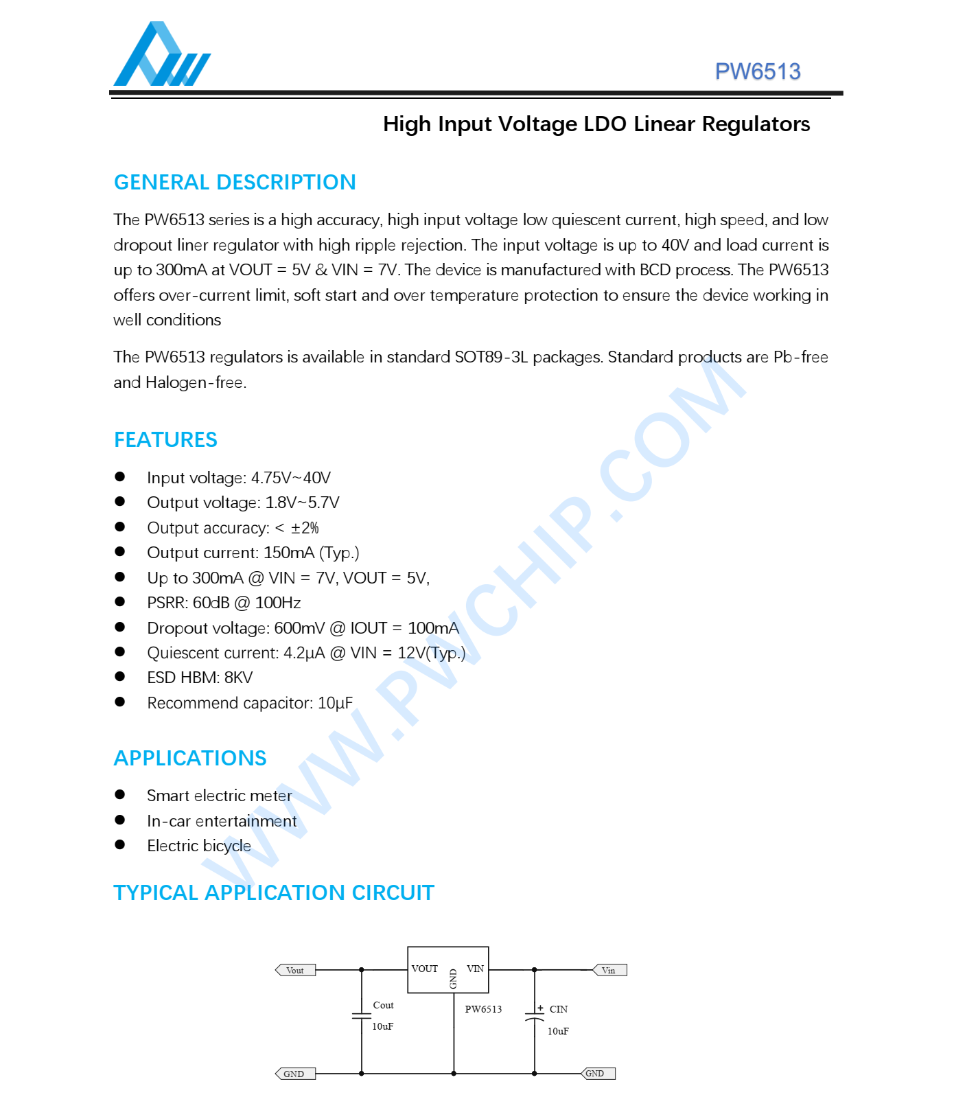 PW6513輸入40V，直接替換ME6203A33PG和50PG