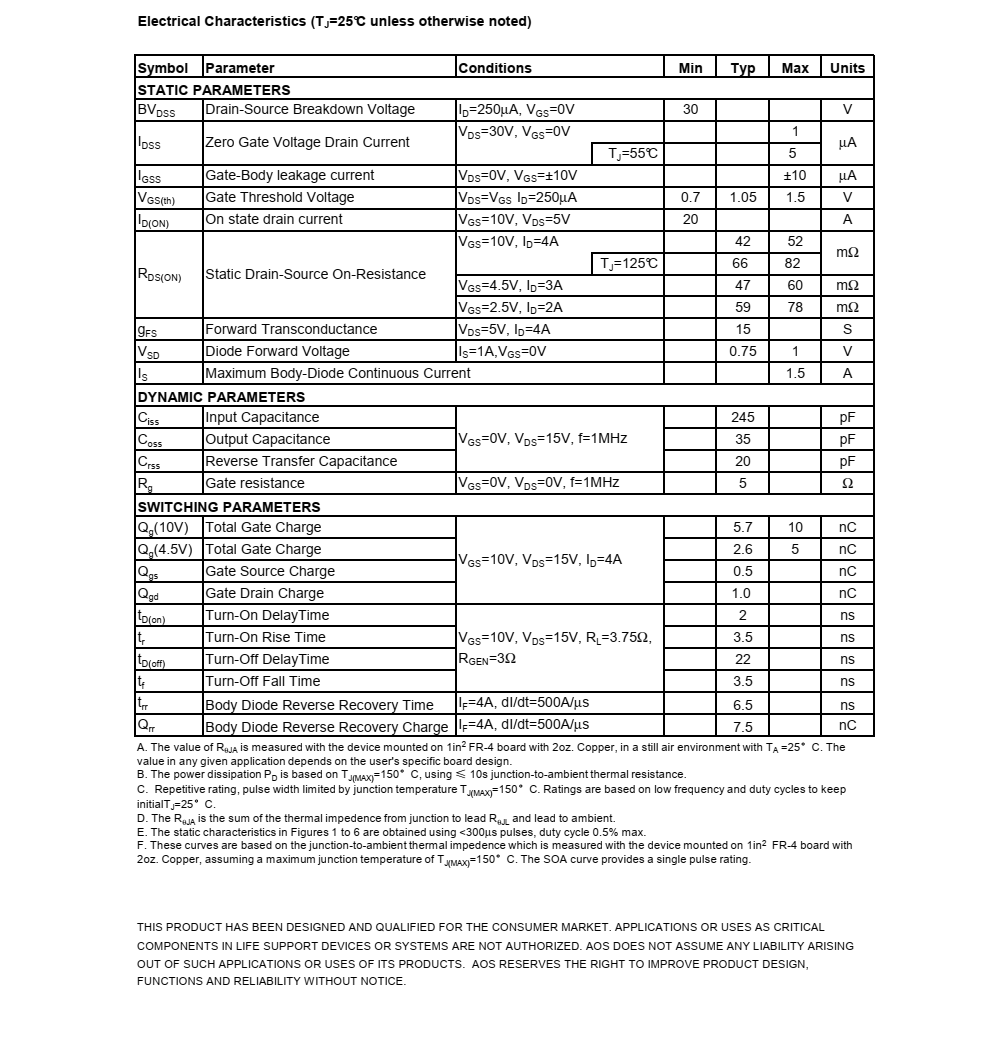 AO3434A封裝SOT23-3品牌美國萬代，技術支持