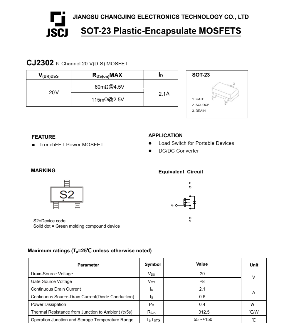 原裝CJ2302品牌長電SOT23-3封裝，質(zhì)量可靠