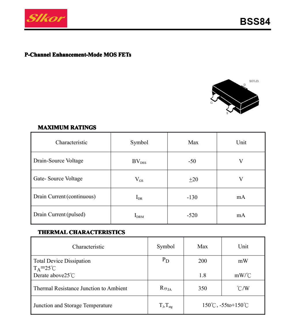 原裝供應(yīng)BSS84封裝SOT23-3品牌長電