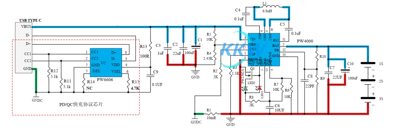 PD 和 QC 快充充電器 2A 給三節(jié)磷酸鐵鋰電池充電芯片方案 PW4000  137號(hào)