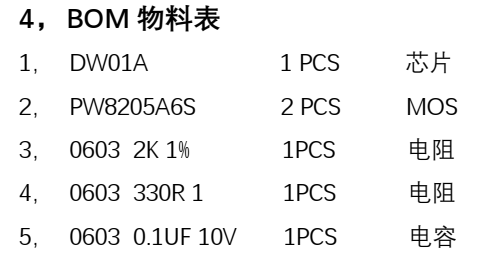 單節(jié)鋰電池保護(hù)方案板， 4A 過流， 145號(hào)