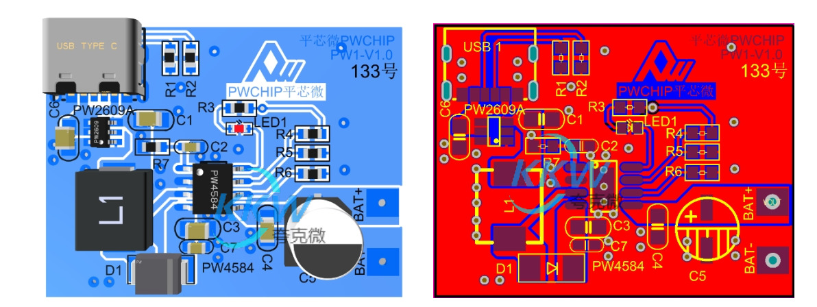 PW4584， 5V2.4A 輸入,兩節(jié)串聯(lián)鋰電池升壓充電管理板， 6.1V 過(guò)壓關(guān)閉保護(hù) 133號(hào)