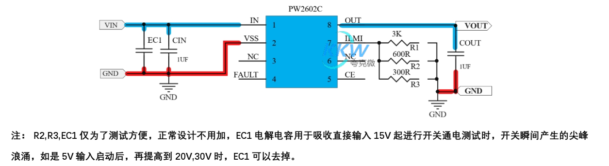 耐壓 32V， 5V 輸入限流芯片模板 PW2602C， 0.2A-2A，輸入重新上電款 155號