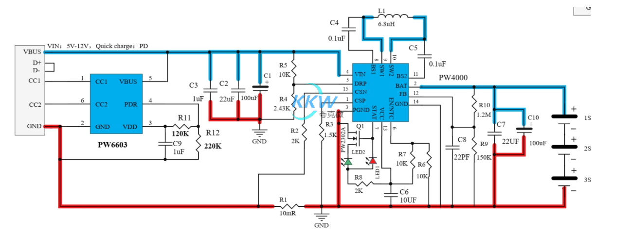 5V-12V 給三串磷酸鐵鋰電池充電升降壓芯片， PW4000 支持快充 PD 輸入 119號(hào)